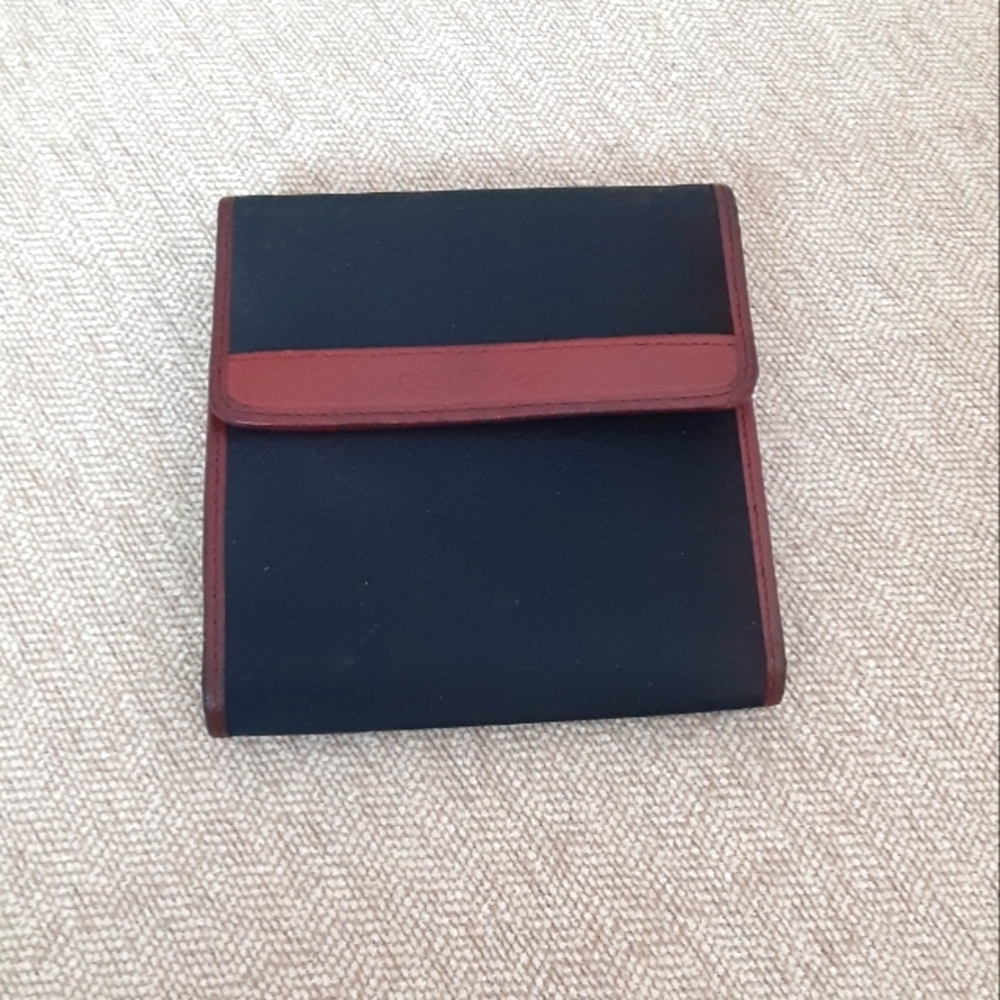 Calvin Klein black nylon and brown leather wallet